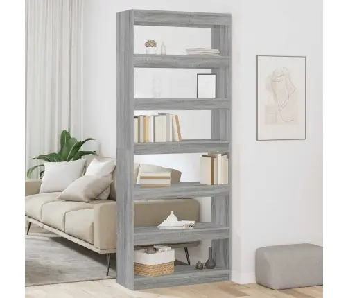 Grāmatu Skapis Ar Plauktu Cits Pelēka Sonomas Ozola 80 X 30 X 198 Cm Vidaxl