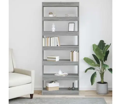 Grāmatu Skapis Ar Plauktu Cits Pelēka Sonomas Ozola 80 X 30 X 198 Cm Vidaxl