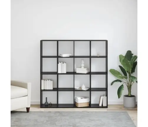 Grāmatplaukts Melns Ozols 137.5 X 29 X 137.5 Cm Vidaxl