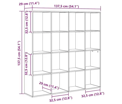 Grāmatplaukts Melns Ozols 137.5 X 29 X 137.5 Cm Vidaxl