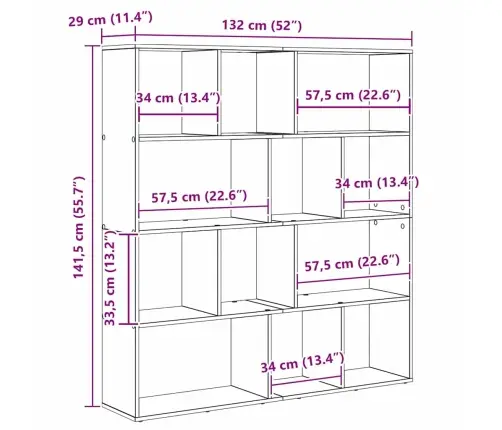 Raamaturiiul Must Tamm 132 X 29 X 141,5 Cm Tehispuit