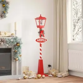 Ziemassvētku Ielu Lampa Ar Lukturi Sarkana 40,5X40,5X180Cm Vidaxl