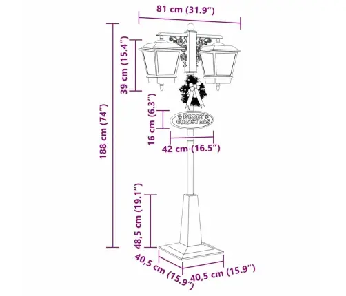 Ziemassvētku Ielu Lampa Ar 2 Lukturiem Su 18 Led Sarkana Vidaxl