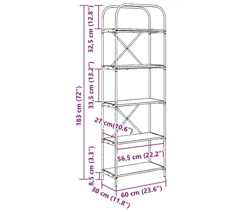 Grāmatu Plaukts Sonomas Ozola 60 X 30 X 183 Cm Vidaxl Grāmatu Plaukts Sonomas Ozola 60 X 30 X 183 Cm Vidaxl