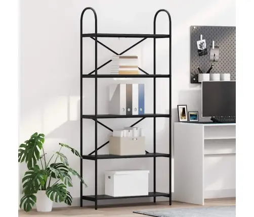 Grāmatu Plaukts Melns Ozols 80 X 30 X 183 Cm Inženierijas Koks Vidaxl