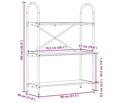 Grāmatu Plaukts Dūmakaina Ozolkoka 80 X 30 X 109 Cm Vidaxl