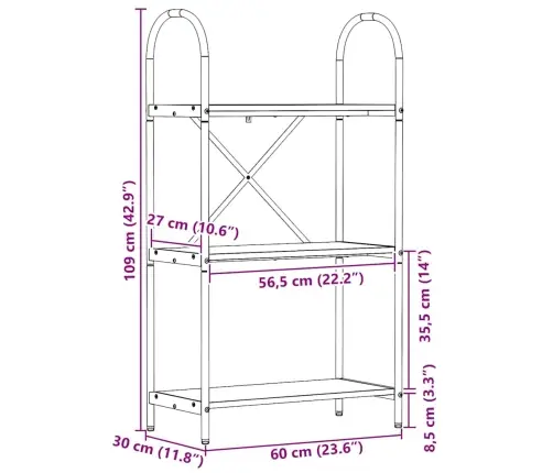 Grāmatu Plaukts Vecs Koks 60 X 30 X 109 Cm Inženierijas Koks Vidaxl