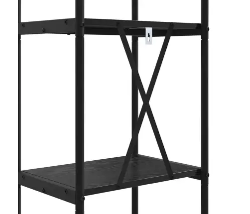 Grāmatu Plaukts Melns Ozols 40 X 30 X 183 Cm Inženierijas Koks Vidaxl