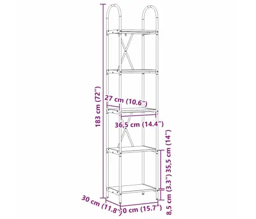 Grāmatu Plaukts Vecs Koks 40 X 30 X 183 Cm Inženierijas Koks Vidaxl