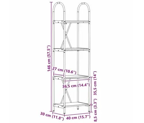 Grāmatu Plaukts Vecs Koks 40 X 30 X 146 Cm Inženierijas Koks Vidaxl
