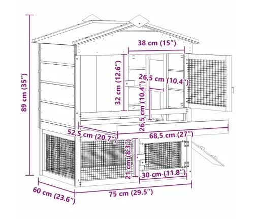 Vistu Būris Brūna 75 X 59 X 60 Cm Priedes Masīvkoks Vidaxl