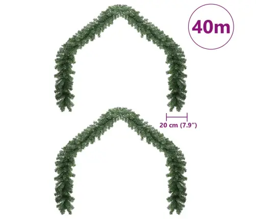 Kalėdinė Girlanda 2 Pcs Žalia 20 M Pvc