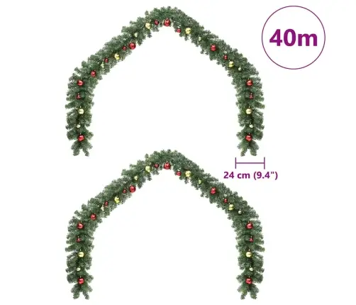 Ziemassvētku Virtene 2 Pcs Zaļa 40 M Pvc Vidaxl