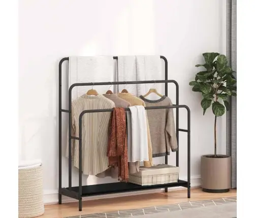 Riidepuu Riiuliga Must Tamm 90 X 30 X 100,5 Cm Tehispuit