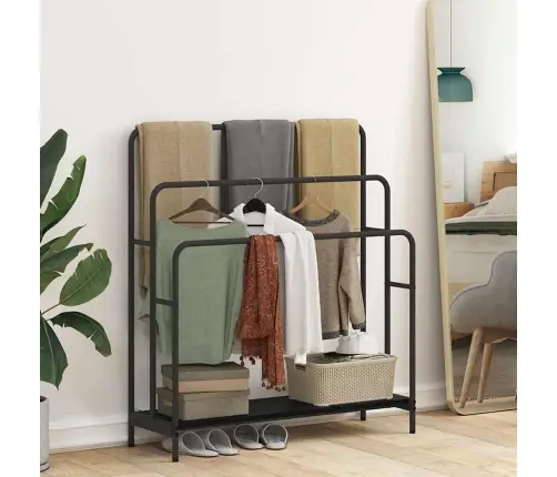 Riidepuu Riiuliga Must Tamm 90 X 30 X 100,5 Cm Tehispuit