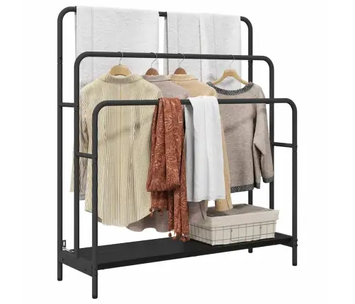 Riidepuu Riiuliga Must Tamm 90 X 30 X 100,5 Cm Tehispuit