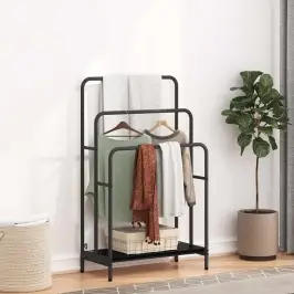 Riidepuu Riiuliga Must Tamm 60 X 30 X 100.5 Cm Tehispuit