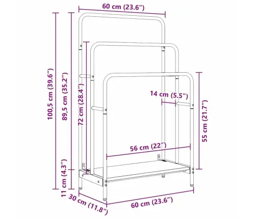 Auduma Statīvs Pelēka Sonomas Ozola 60 X 30 X 100.5 Cm Vidaxl
