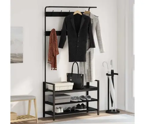 Pakaramais Melns Ozols 95 X 34 X 184 Cm Inženierijas Koks Vidaxl