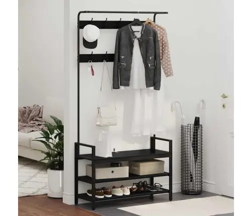 Pakaramais Melns Ozols 95 X 34 X 184 Cm Inženierijas Koks Vidaxl