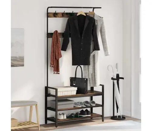 Pakaramais Ar Plauktu Dūmakaina Ozolkoka 95 X 34 X 184 Cm Vidaxl