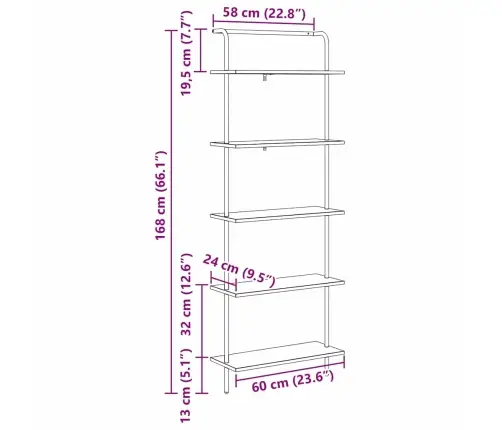 Grāmatu Plaukts Vecs Koks 60 X 24 X 168 Cm Inženierijas Koks Vidaxl