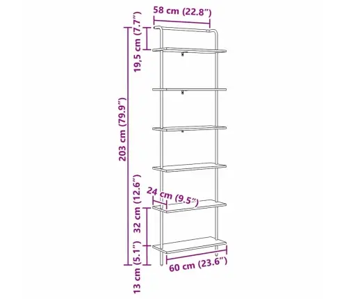 Grāmatu Plaukts Sonomas Ozola 60 X 24 X 203 Cm Vidaxl