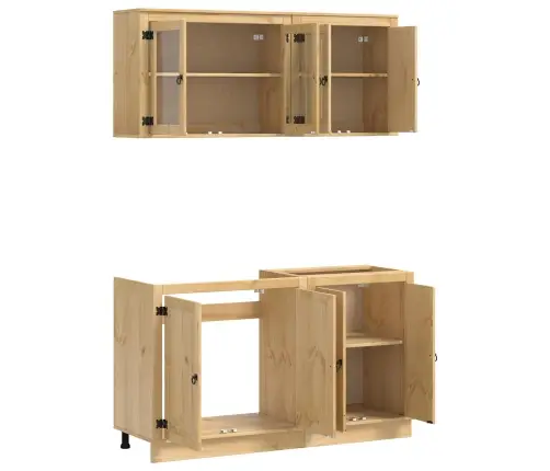 Spintelė Su Stalčiais 4 Pcs Medus Kietos Pušies Mediena