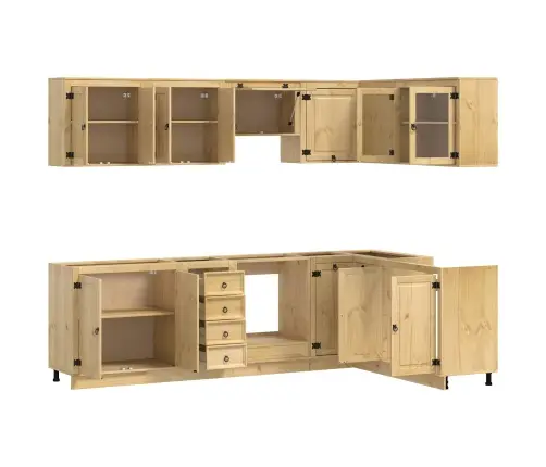 Plakans Ar Atvilktni Ar Plauktu 10 Pcs Medus Ciets Priedes Koks Vidaxl