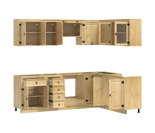 Spintelė Su Stalčiais 10 Pcs Medus Kietos Pušies Mediena