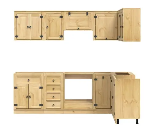 Spintelė Su Stalčiais 10 Pcs Medus Kietos Pušies Mediena