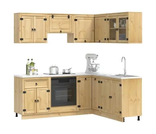 Plakans Ar Plauktu Ar Durvīm 8 Pcs Medus Ciets Priedes Koks Vidaxl