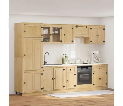 Plakans Ar Atvilktni Ar Plauktu 9 Pcs Medus Ciets Priedes Koks Vidaxl