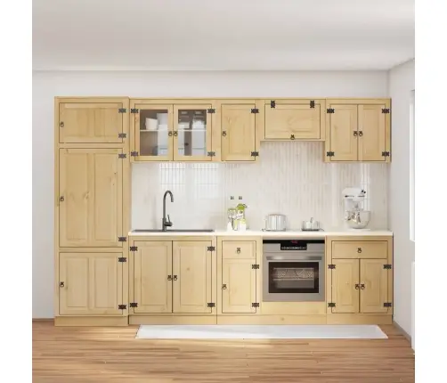 Plakans Ar Atvilktni Ar Plauktu 9 Pcs Medus Ciets Priedes Koks Vidaxl