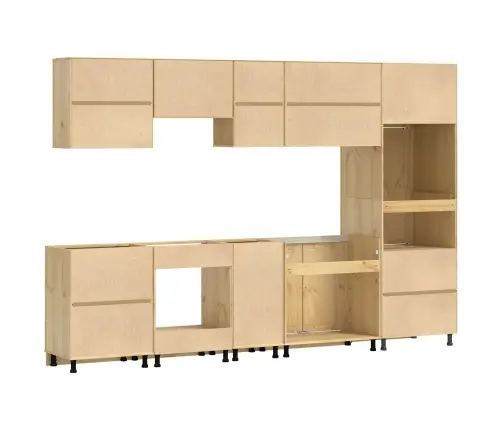 Plakans Ar Atvilktni Ar Plauktu 9 Pcs Medus Ciets Priedes Koks Vidaxl