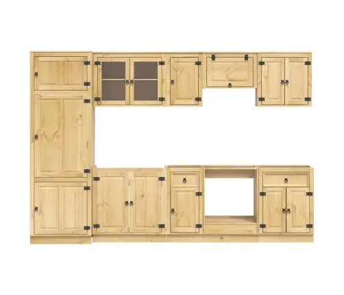 Plakans Ar Atvilktni Ar Plauktu 9 Pcs Medus Ciets Priedes Koks Vidaxl