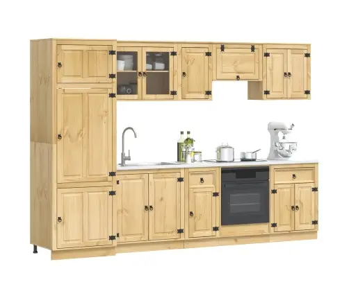 Plakans Ar Atvilktni Ar Plauktu 9 Pcs Medus Ciets Priedes Koks Vidaxl