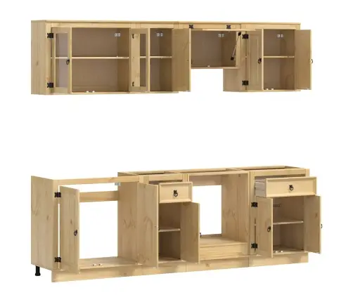 Plakans Ar Atvilktni Ar Plauktu 8 Pcs Medus Ciets Priedes Koks Vidaxl