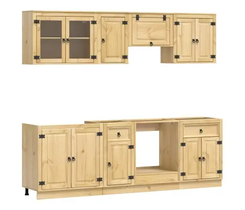 Plakans Ar Atvilktni Ar Plauktu 8 Pcs Medus Ciets Priedes Koks Vidaxl