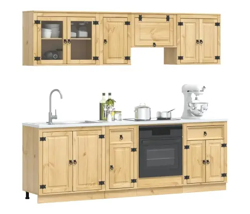 Plakans Ar Atvilktni Ar Plauktu 8 Pcs Medus Ciets Priedes Koks Vidaxl