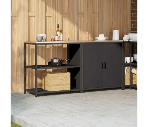 Virtuves Glabāšanas Komplekts 2 Pcs Melna 180 X 50 X 92 Cm Vidaxl