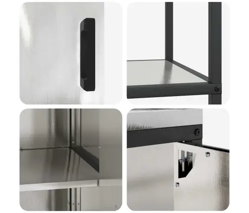 Virtuves Glabāšanas Komplekts 2 Pcs Sudrabs 180 X 50 X 92 Cm Vidaxl