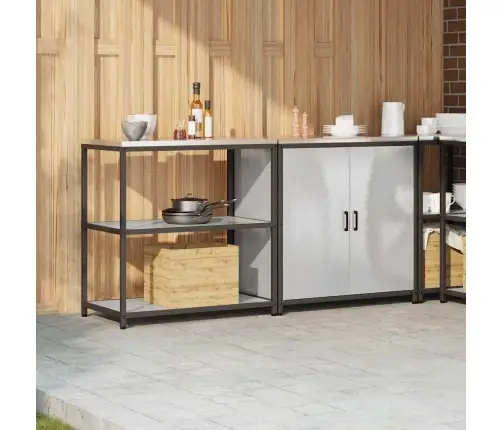 Virtuves Glabāšanas Komplekts 2 Pcs Sudrabs 180 X 50 X 92 Cm Vidaxl