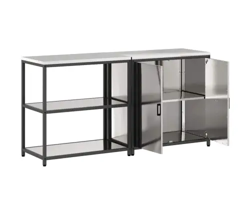 Virtuves Glabāšanas Komplekts 2 Pcs Sudrabs 180 X 50 X 92 Cm Vidaxl