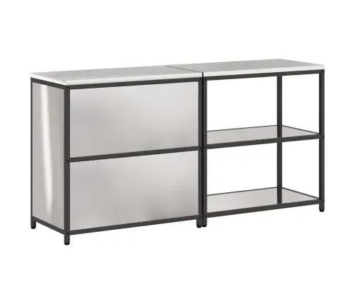 Virtuves Glabāšanas Komplekts 2 Pcs Sudrabs 180 X 50 X 92 Cm Vidaxl