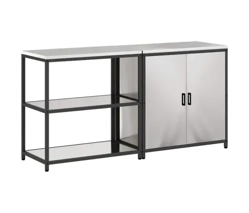 Virtuves Glabāšanas Komplekts 2 Pcs Sudrabs 180 X 50 X 92 Cm Vidaxl