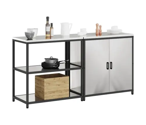 Virtuves Glabāšanas Komplekts 2 Pcs Sudrabs 180 X 50 X 92 Cm Vidaxl