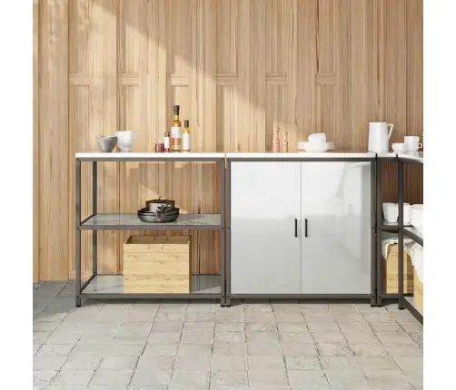 Virtuves Glabāšanas Komplekts 2 Pcs Sudrabs 180 X 50 X 92 Cm Vidaxl