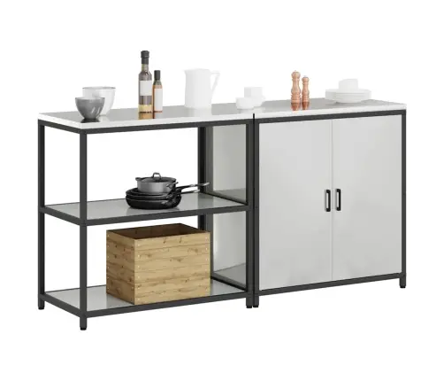 Virtuves Glabāšanas Komplekts 2 Pcs Sudrabs 180 X 50 X 92 Cm Vidaxl