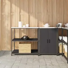 Virtuves Glabāšanas Komplekts Ar Plauktu Ar Durvīm 2 Pcs Melna Vidaxl